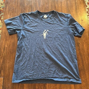 Blue Short Sleeve V-Neck Tee with Graphic